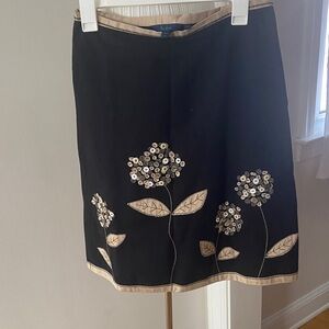 Boden Black and Tan Floral Mini Skirt USA size 6 - UK 10